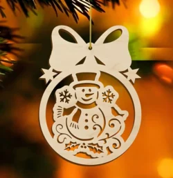 Snowman in christmas hanging ball S0000745 file cdr and dxf pdf free vector download for Laser cut