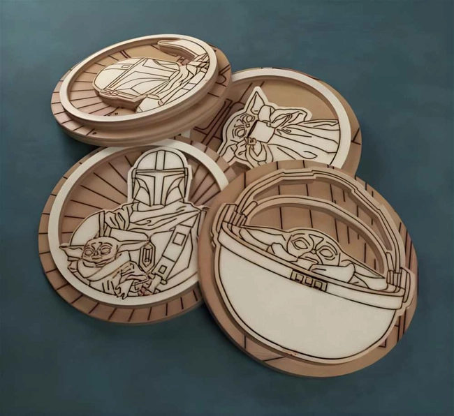 Star wars mandalorian inspired badges S0000830 file cdr and dxf pdf free vector download for Laser cut