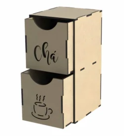 Tea storage box with dual drawers S0001164 file cdr and dxf pdf free vector download for Laser cut