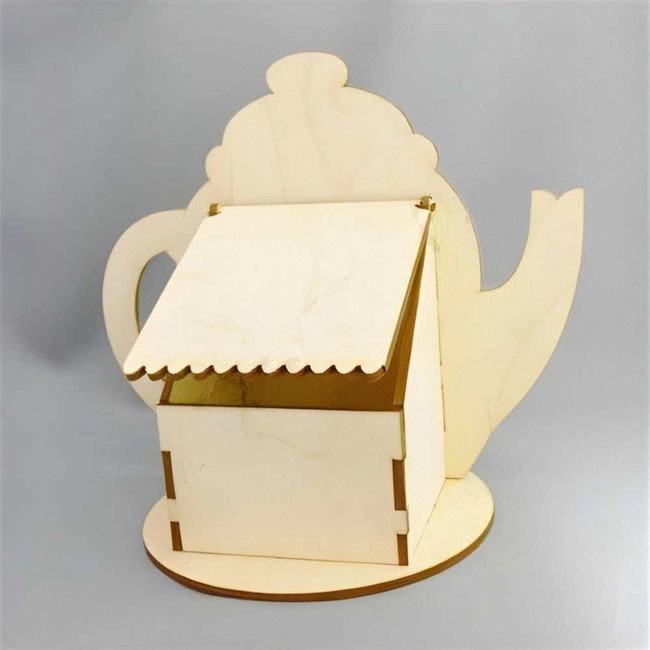 Teapot shaped tea bag house S0001166 file cdr and dxf pdf free vector download for Laser cut