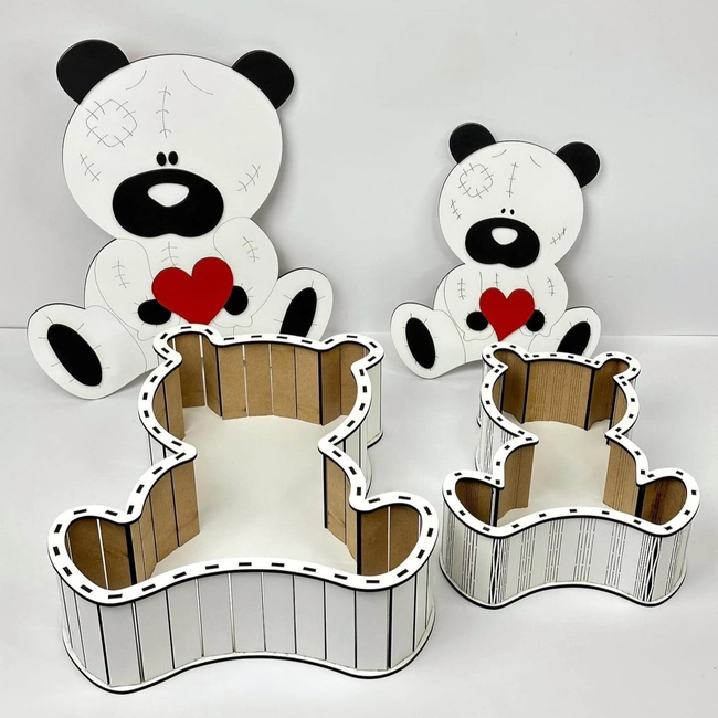 Teddy Bear Gift Box S0000096 file cdr and dxf pdf free vector download for Laser cut