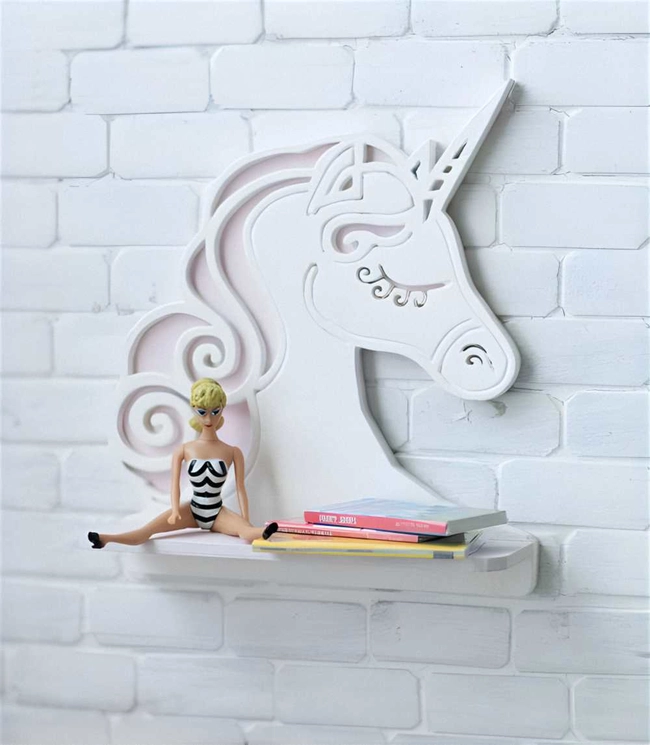 Unicorn wall shelf for kids room S0001175 file cdr and dxf pdf free vector download for Laser cut