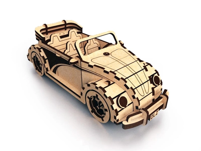 Volkswagen fusca beetle convertible 3d wood model S0001177 file cdr and dxf pdf free vector download for Laser cut