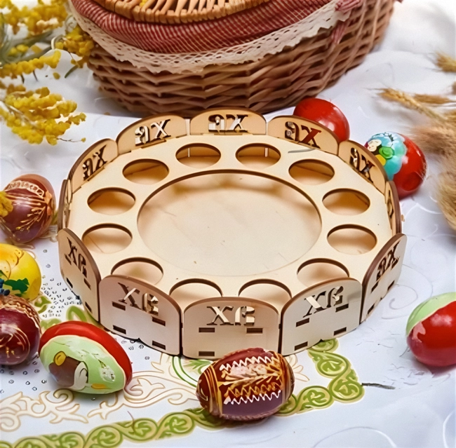 Wood Easter Egg Holder 4mm Round Tray S0000261 file cdr and dxf pdf free vector download for Laser cut