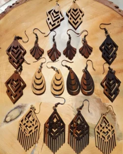 Wood Jewelry Earrings Bundle S0000265 file cdr and dxf pdf free vector download for Laser cut