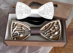 Wooden Bow Tie with Musical Notation S0000273 file cdr and dxf pdf free vector download for Laser cut