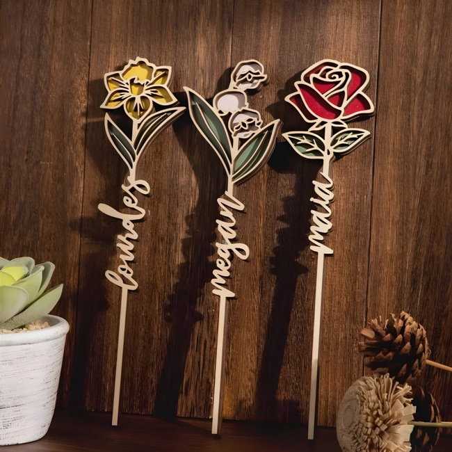 Wooden Flower Collection Gift for Lover S0000241 file cdr and dxf pdf free vector download for Laser cut