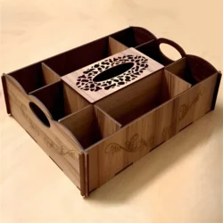 Wooden Snack Tray with Tissue Box S0000125 file cdr and dxf pdf free vector download for Laser cut