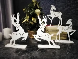 Wooden christmas deer decorations S0000282 file cdr and dxf pdf free vector download for Laser cut