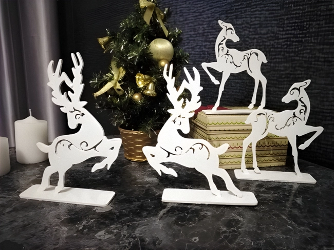 Wooden christmas deer decorations S0000282 file cdr and dxf pdf free vector download for Laser cut