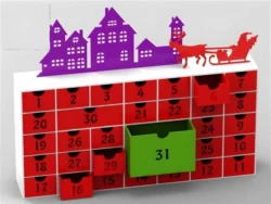 Wooden christmas village advent calendar storage drawers S0000787 file cdr and dxf pdf free vector download for Laser cut