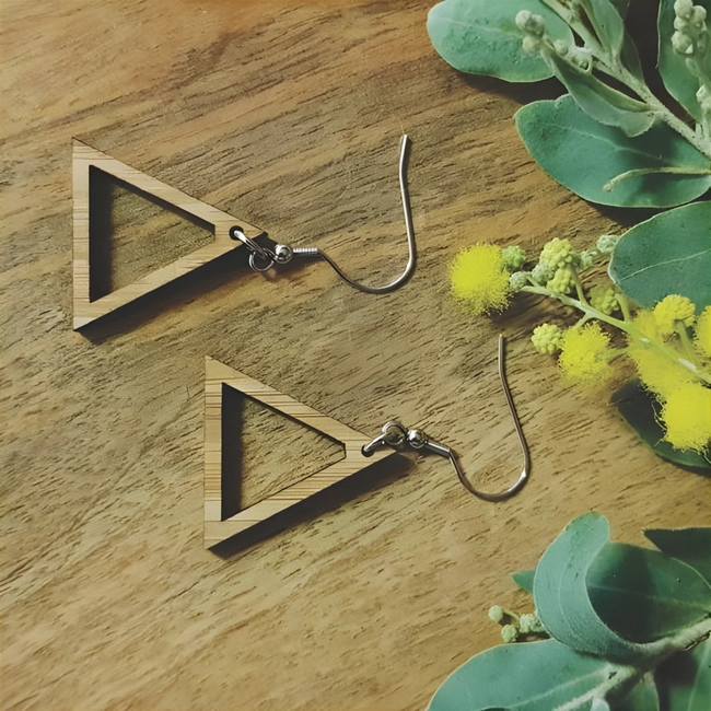 Wooden earrings triangle shape jewelry template S0000238 file cdr and dxf pdf free vector download for Laser cut