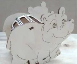 Wooden hippo animal pencil holder S0000798 dxf pdf free vector download for Laser cut