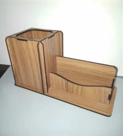 Wooden pen stand with visiting card holder S0000809 dxf pdf free vector download for Laser cut