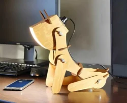 Wooden techno dog table lamp S0000767 file cdr and dxf pdf free vector download for Laser cut