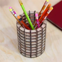 pencil holder template round shape pen box 3mm laser cut free ve S0000067 file cdr and dxf pdf free vector download for Laser cut