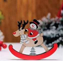 Santa claus riding rocking reindeer ornament S0000146 file cdr and dxf pdf free vector download