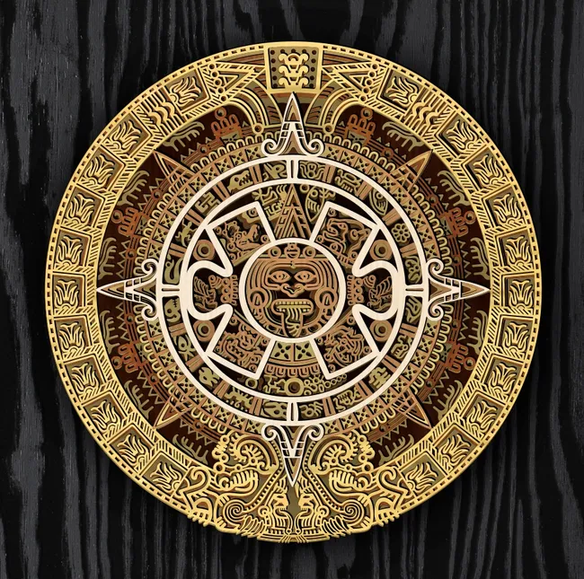 Aztec Calendar E0023455 file cdr and dxf pdf free vector download for Laser cut