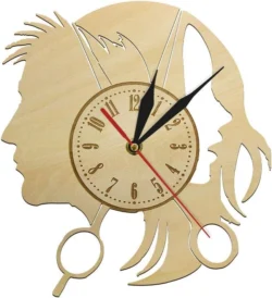 Beauty parlour hairdressers modern wall clock S0001275 file cdr and dxf pdf free vector download for Laser cut