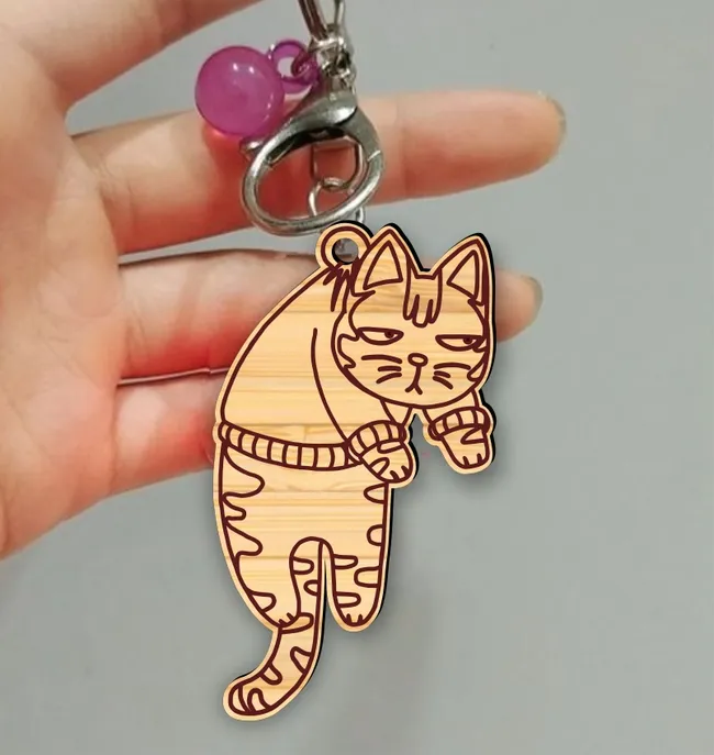 Cat keychain E0023500 file cdr and dxf pdf free vector download for Laser cut