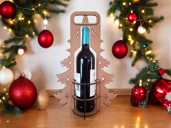 Christmas tree wine bottle S0001336 file cdr and dxf pdf free vector download for Laser cut