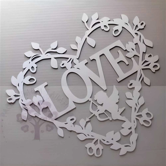 Cutouts love heart floral design with angel S0001196 file cdr and dxf pdf free vector download for Laser cut