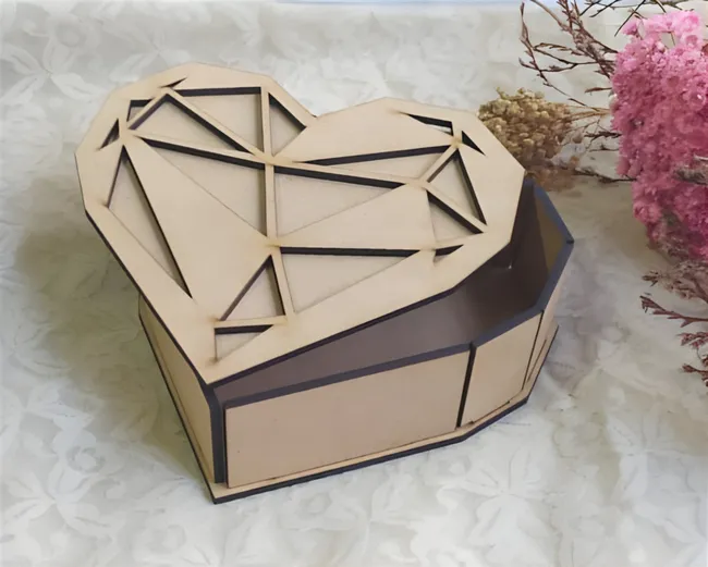 Heart box E0023496 file cdr and dxf pdf free vector download for Laser cut