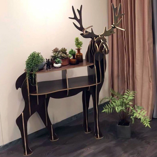 Home decor deer end table wooden S0001398 file cdr and dxf pdf free vector download for Laser cut