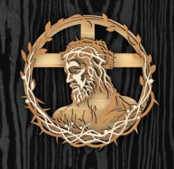 Jesus wreath E0023508 file cdr and dxf pdf free vector download for Laser cut