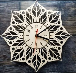 Lotus flower mandala wall clock S0001357 file cdr and dxf pdf free vector download for Laser cut