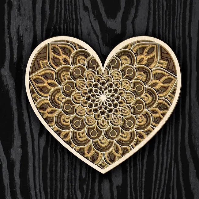 Multilayer heart mandala E0023475 file cdr and dxf pdf free vector download for Laser cut