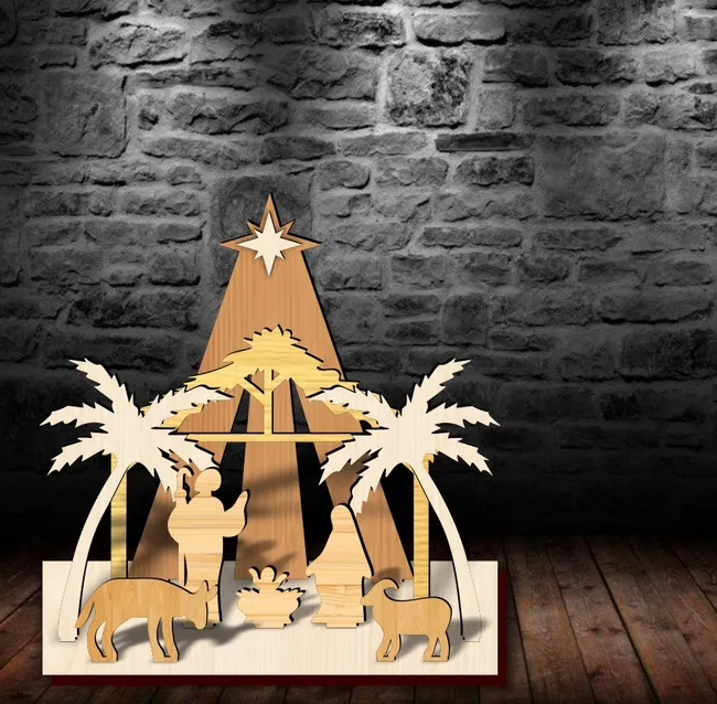 Nativity Scene E0023486 file cdr and dxf pdf free vector download for Laser cut