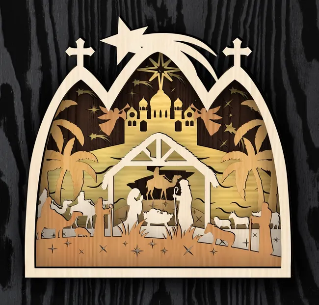 Nativity multilayers E0023480 file cdr and dxf pdf free vector download for Laser cut