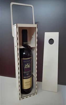 One bottle wood wine box with carry S0001441 file cdr and dxf pdf free vector download for Laser cut