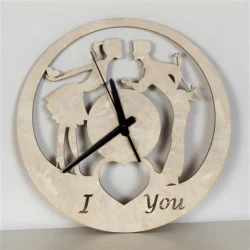 Romantic couple wooden wall clock S0001223 file cdr and dxf pdf free vector download for Laser cut