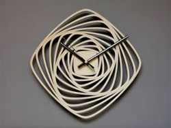 Spiral square wood clock S0001424 file cdr and dxf pdf free vector download for Laser cut