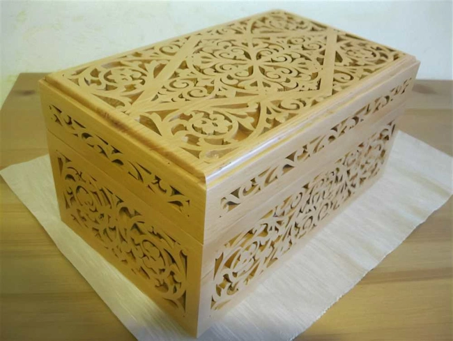 Wood carved jewelry box S0001531 file cdr and dxf pdf free vector download for Laser cut