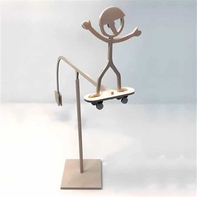 Wooden balancing skateboard guy S0001240 file cdr and dxf pdf free vector download for Laser cut