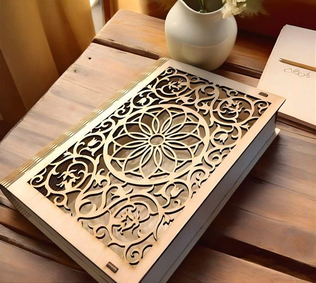 Wooden book box S0001541 file cdr and dxf pdf free vector download for Laser cut