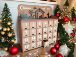 Wooden christmas advent calendar S0001505 file cdr and dxf pdf free vector download for Laser cut