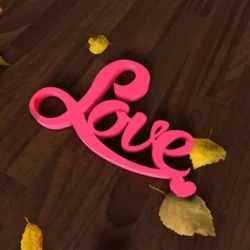 Wooden valentines day love word art with heart sign S0001253 file cdr and dxf pdf free vector download for Laser cut